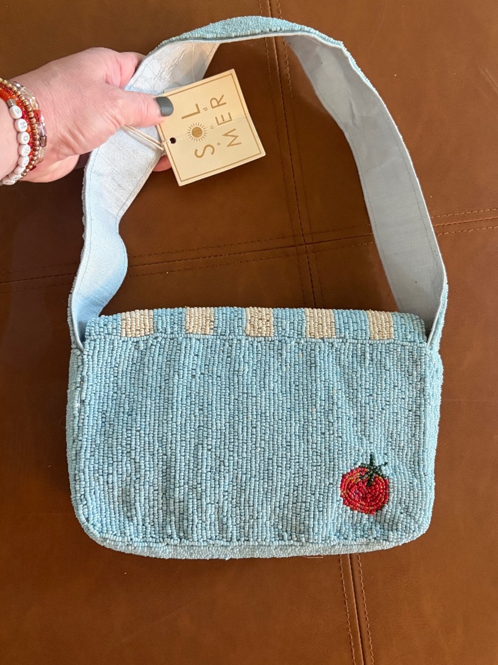 Sol & Mer Hand-Beaded Spaghetti Pasta Bag Beaded Novelty Shoulder Purse NWT - Picture 3 of 7